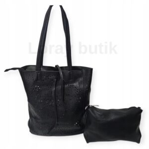 Torebka Damska Eko Skóra Shopper Ażurowa