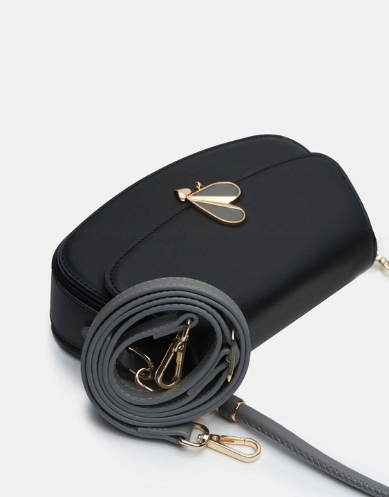 Torebka damska Listonoszka z Serduszkiem 1184 czarny - obrazek 3