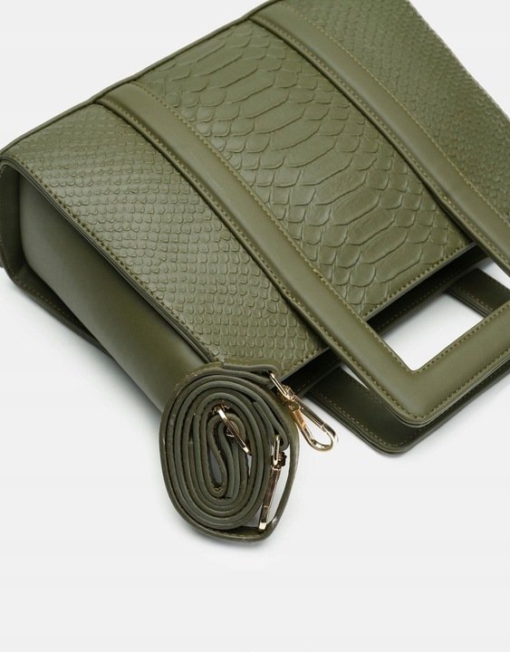 Torebka 1132 damska klasyczna Shopper kuferek zielony - obrazek 2