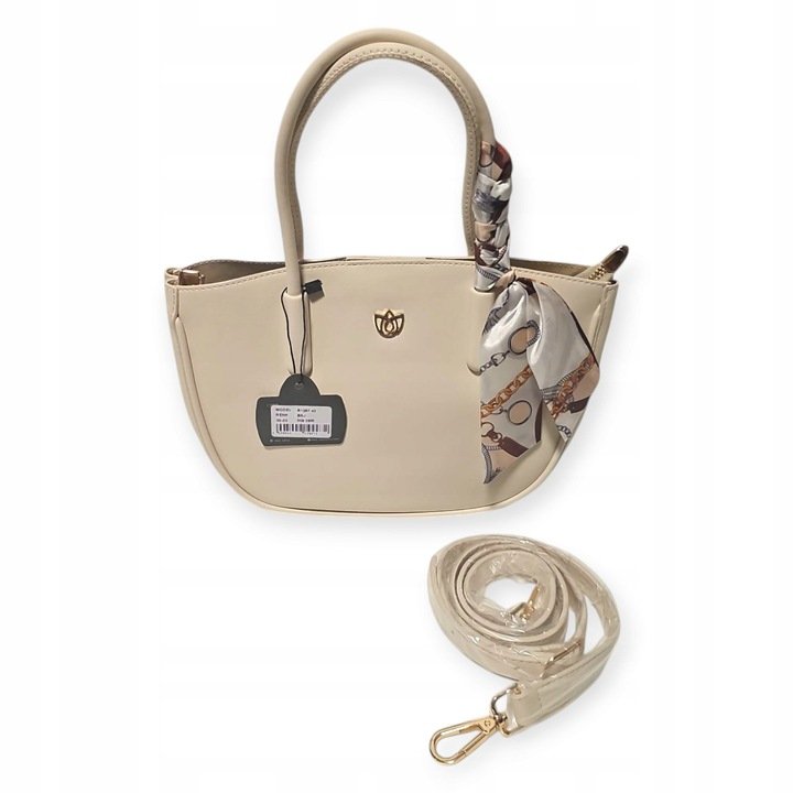 Torebka damska klasyczna shopper Kremowa 1267 - obrazek 4