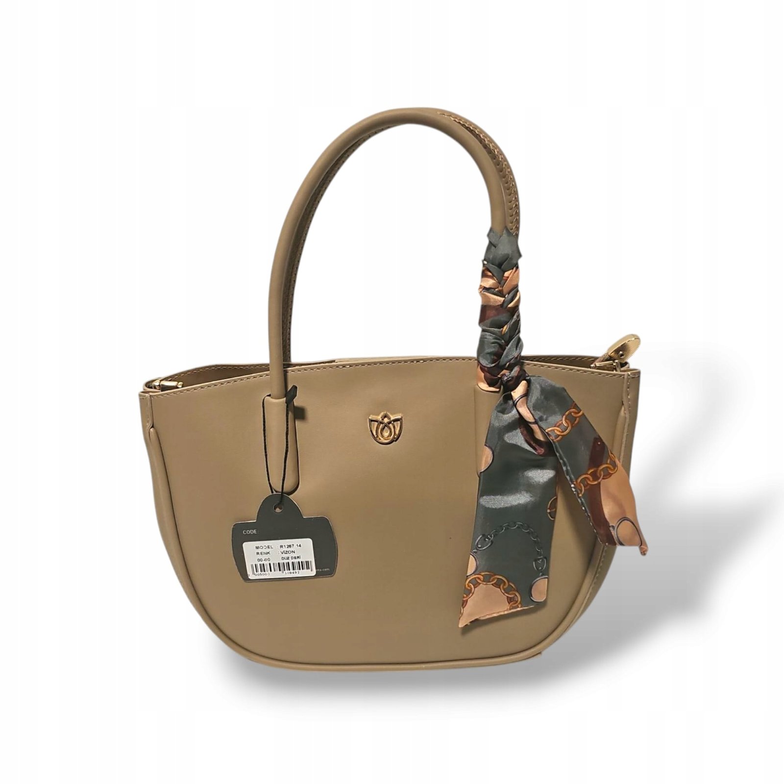 Torebka damska klasyczna shopper beżowa