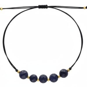 BRANSOLETKA NA SZNURKU KAMIEN NOC KAIRU Złote Kulki Regulowana
