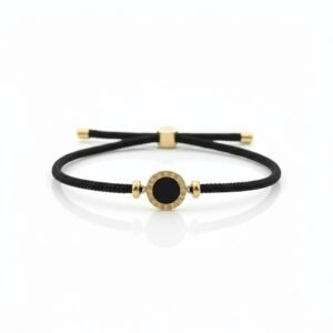 Bransoletka BLUEBERRY Stal Nierdzewna Złoto Czerń Czarna Tarcza REGULOWANA