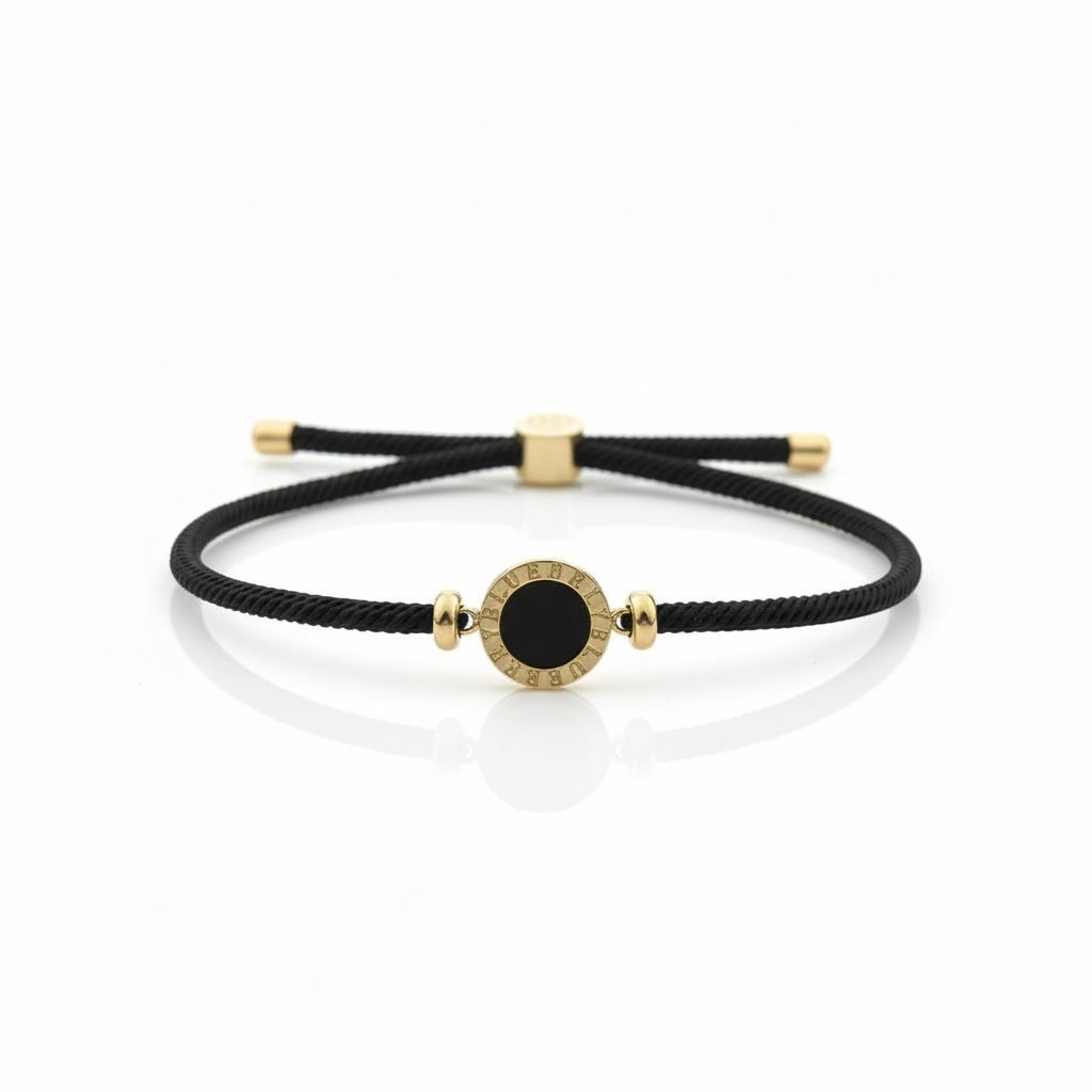 Bransoletka BLUEBERRY Stal Nierdzewna Złoto Czerń Czarna Tarcza REGULOWANA
