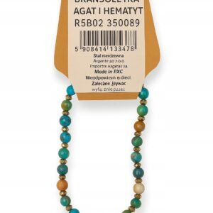 Bransoletka z Fasetowanego Agatu i Hematytu - na Gumce