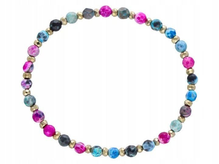 Bransoletka z Fasetowanego Agatu i Hematytu - na Gumce