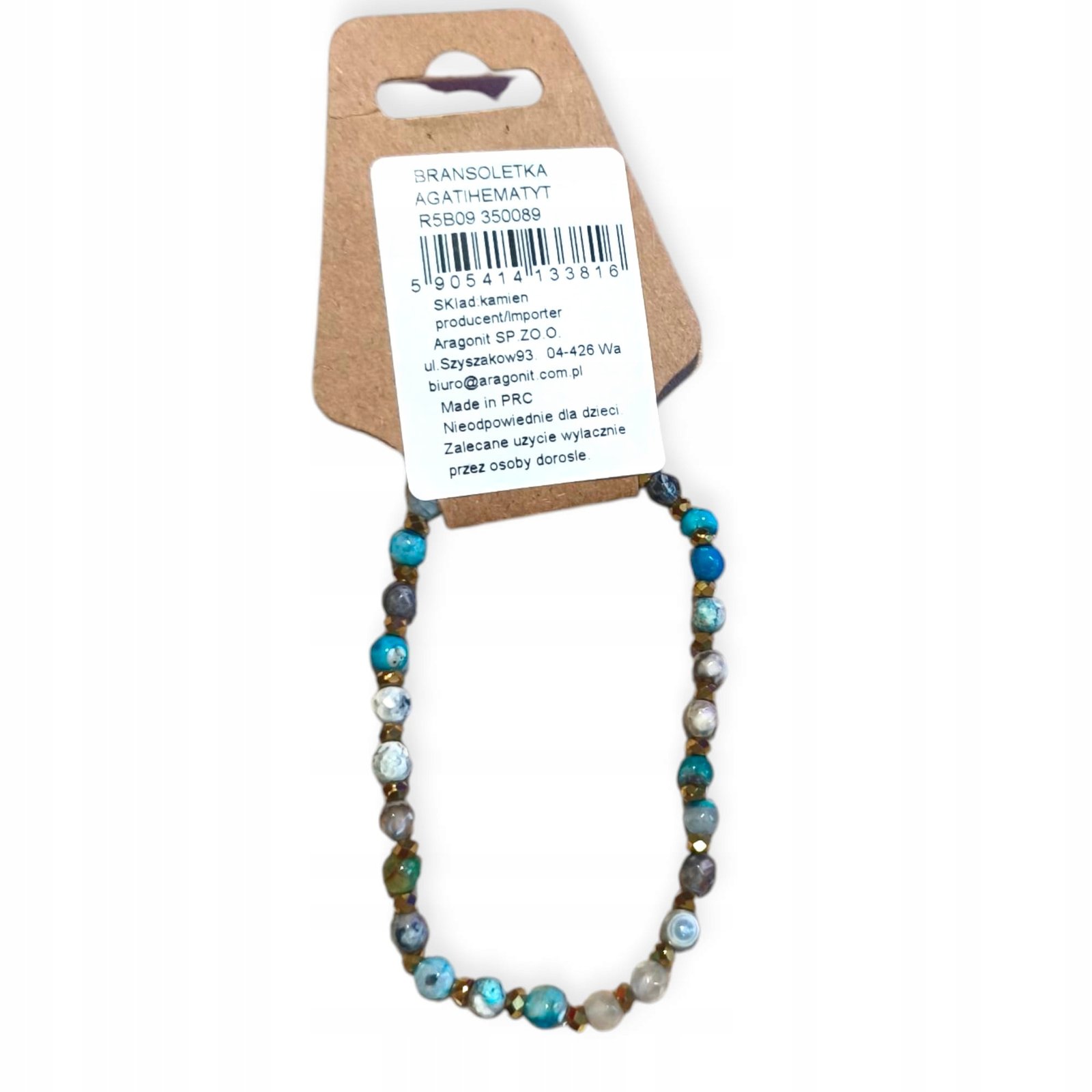 Bransoletka z Fasetowanego Agatu i Hematytu - na Gumce