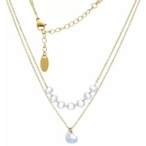 Naszyjnik Kaskadowy z Kryształkami i Zawieszką Serce