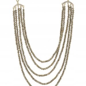 Naszyjnik Wielorzędowy Złoty Łańcuch Koraliki Glamour