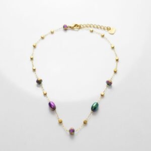 Bransoletka Bluberry Złota Koraliki HOLO Stal Chirurgiczna 316L