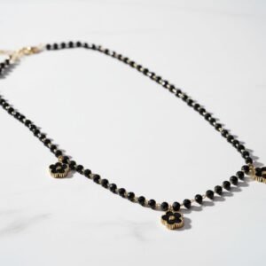 Naszyjnik Bluberry Złoty Koraliki Czarne Konczyny Stal Chirurgiczna