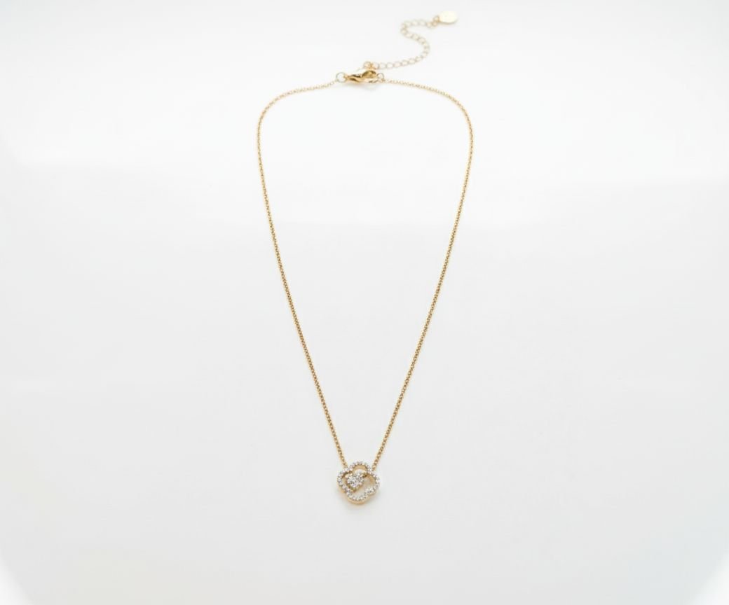 Naszyjnik Bluberry Złoty Koniczynka Cyrkonie Łańcuszek Stal Chirurgiczna