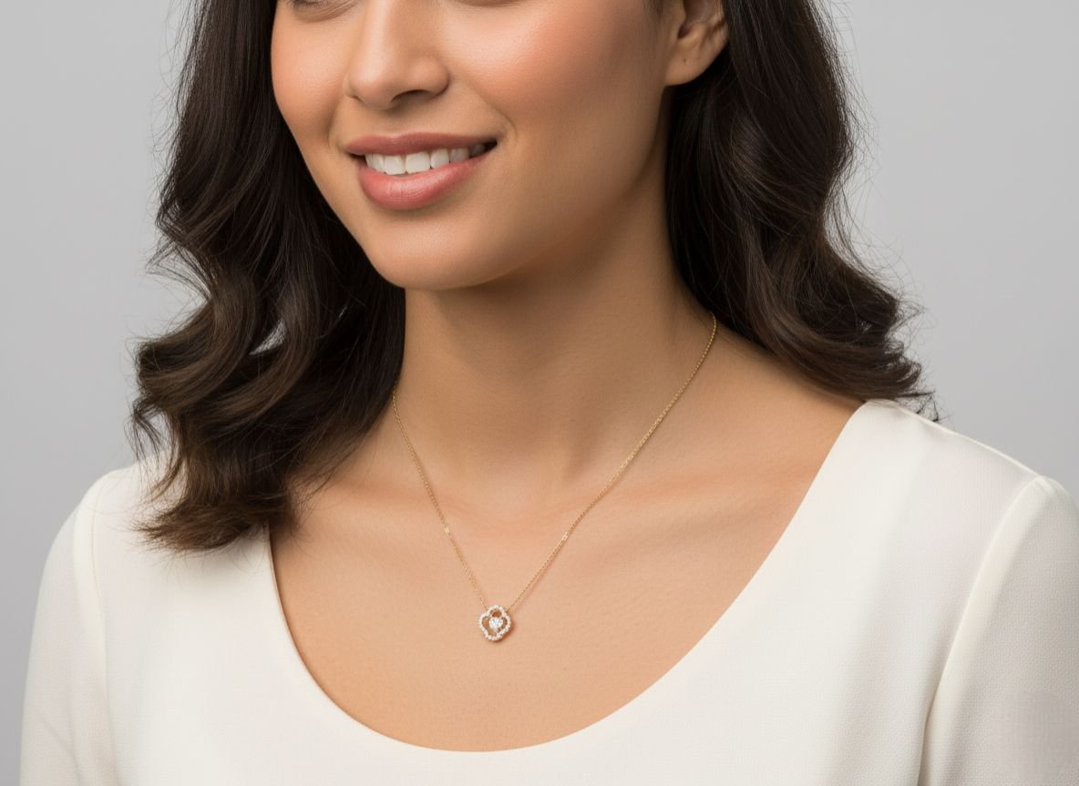 Naszyjnik Bluberry Złoty Koniczynka Cyrkonie Łańcuszek Stal Chirurgiczna - obrazek 2