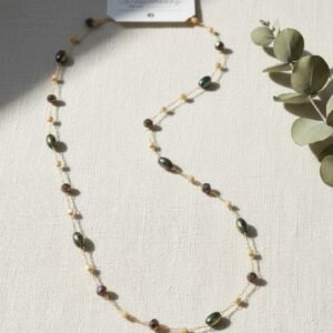 Naszyjnik Blueberry Koraliki HOLO Złoty Stal Chirurgiczna 316L