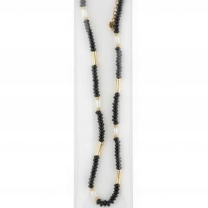 Naszyjnik Moonriver - Czarny Agat, Perła i Złoto - Kontrastowa Elegancja