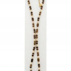 Naszyjnik Moonriver Tygrysie Oko, Perły i Stal Chirurgiczna