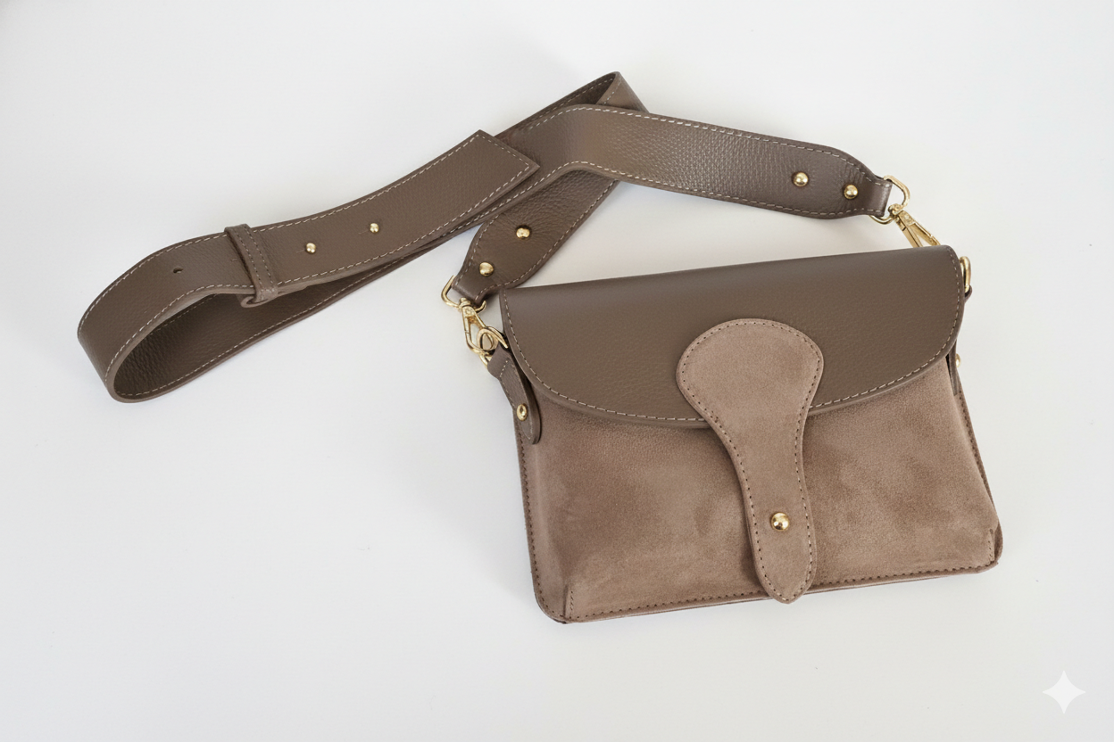 Torebka Damska Skóra Naturalna i Zamsz Premium