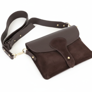 Torebka Damska Skóra Naturalna i Zamsz Premium Czekolada