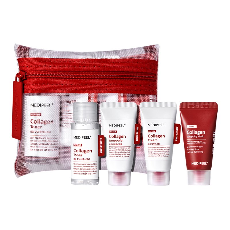 MEDI-PEEL Zestaw miniatur do twarzy z kolagenem i bakteriami Lactobacillus Red Lacto Collagen Skin Care Trial Kit (30ml+15ml*3)