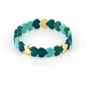 Bransoletka MOONRIVER – Turkusowe Serca i Złoty Blask | Elastyczna