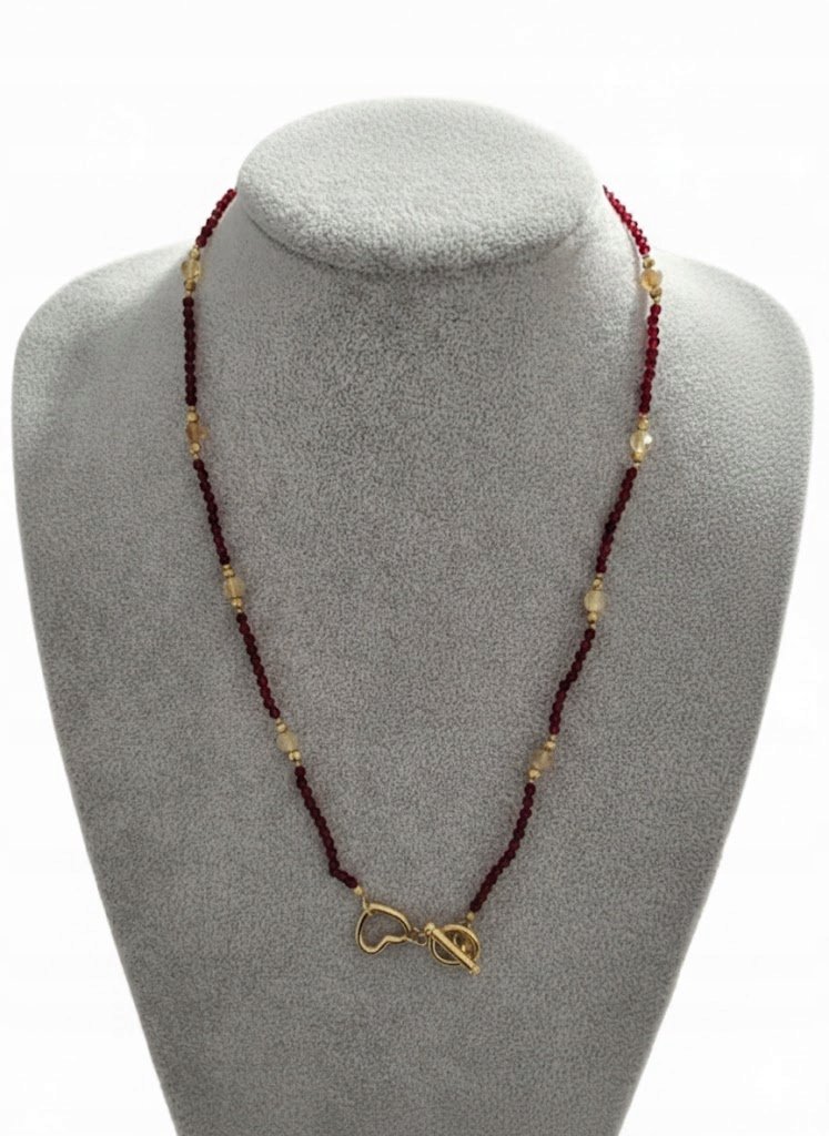 MOONRIVER – Naszyjnik z Kamieni Naturalnych | Czerwony Granat |Cytryn