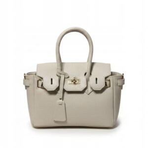 Torebka Damska Skóra Naturalna – 100%Beżowa Ecri | 3 Kieszenie