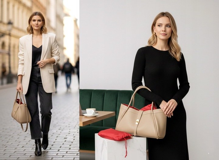 Torebka Damska – Skóra Naturalna | Beżowa Klasyka - obrazek 2