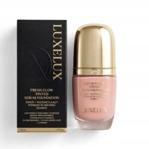 LUXELUX Fresh Glow Rozświetlający Podkład z Serum z Niacynamidem kolor 03 ciemny  N28 N